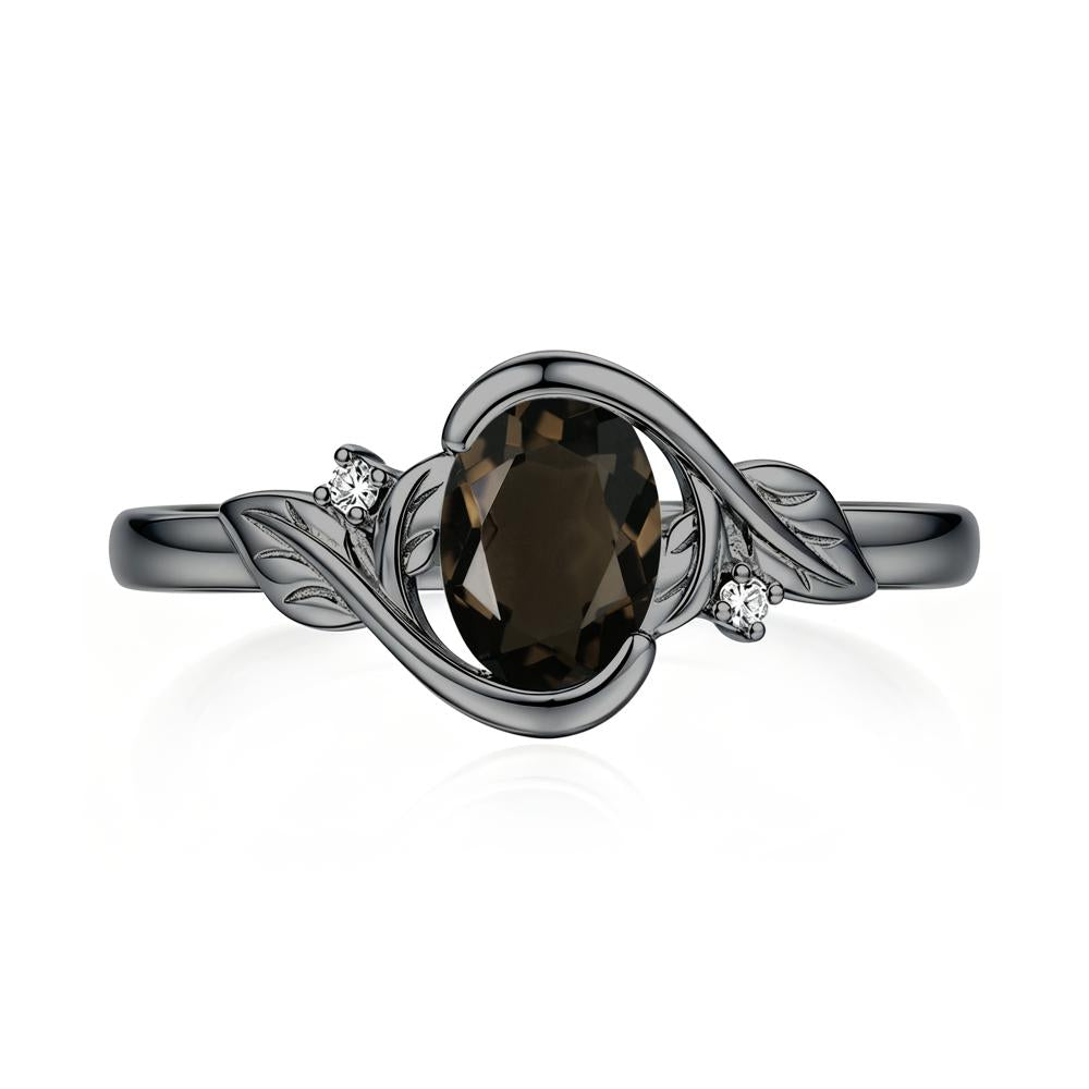 Leaf Inspired Oval Shaped Emerald Tension Ring - LUO Jewelry #gemstone_Smoky Quartz