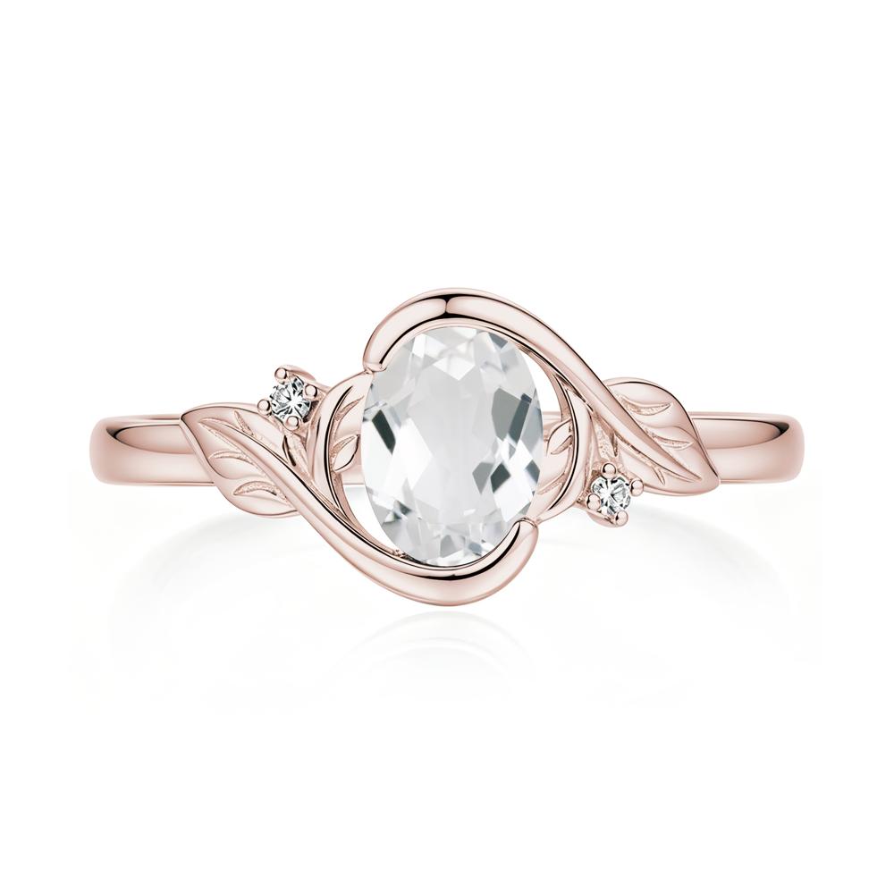 Leaf Inspired Oval Shaped Emerald Tension Ring - LUO Jewelry #gemstone_White Topaz