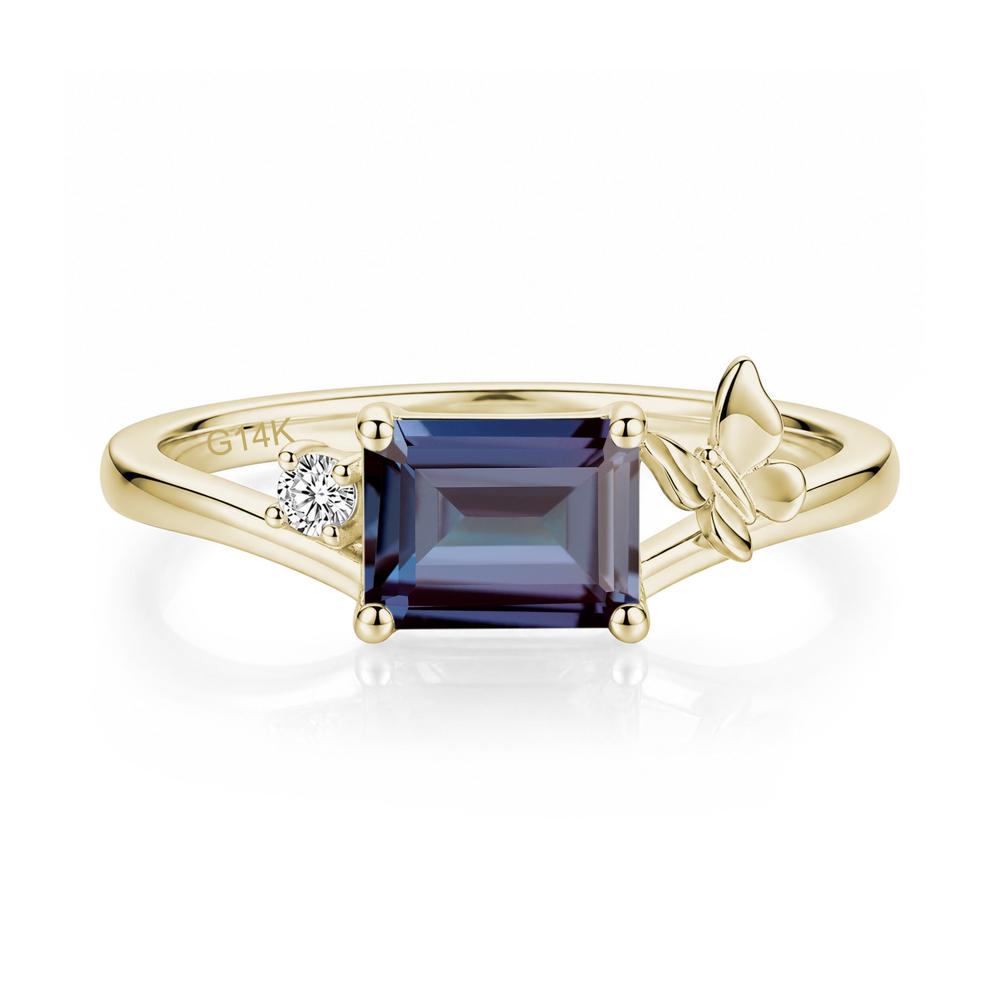 East West Emerald Cut Amethyst Butterfly Ring - LUO Jewelry #gemstone_Alexandrite