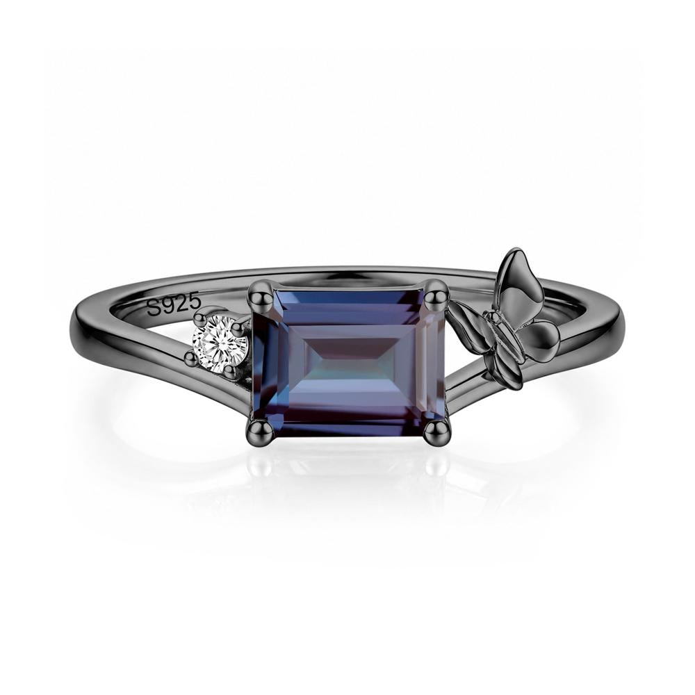 East West Emerald Cut Amethyst Butterfly Ring - LUO Jewelry #gemstone_Alexandrite