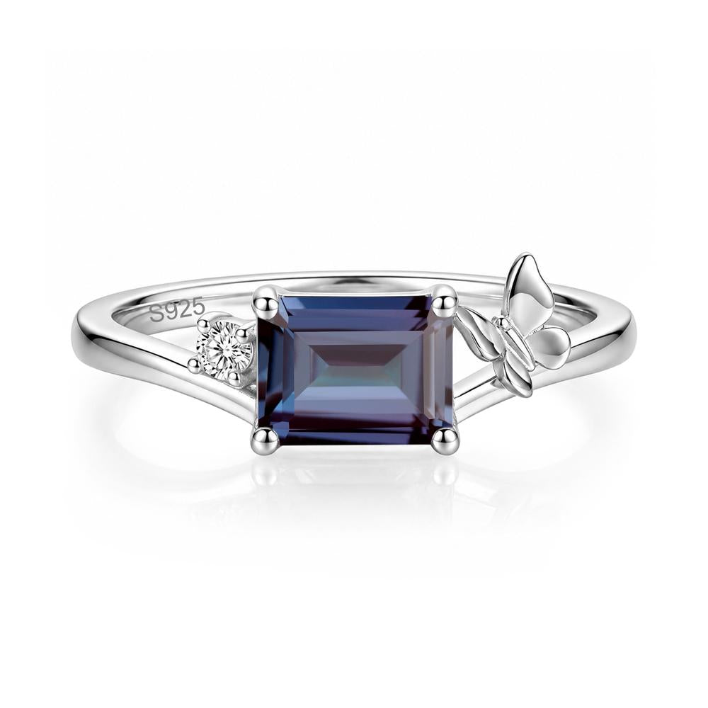 East West Emerald Cut Amethyst Butterfly Ring - LUO Jewelry #gemstone_Alexandrite