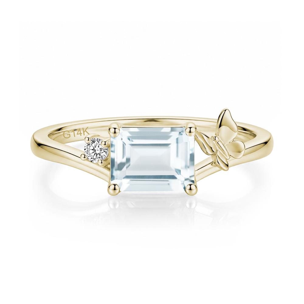 East West Emerald Cut Amethyst Butterfly Ring - LUO Jewelry #gemstone_Aquamarine