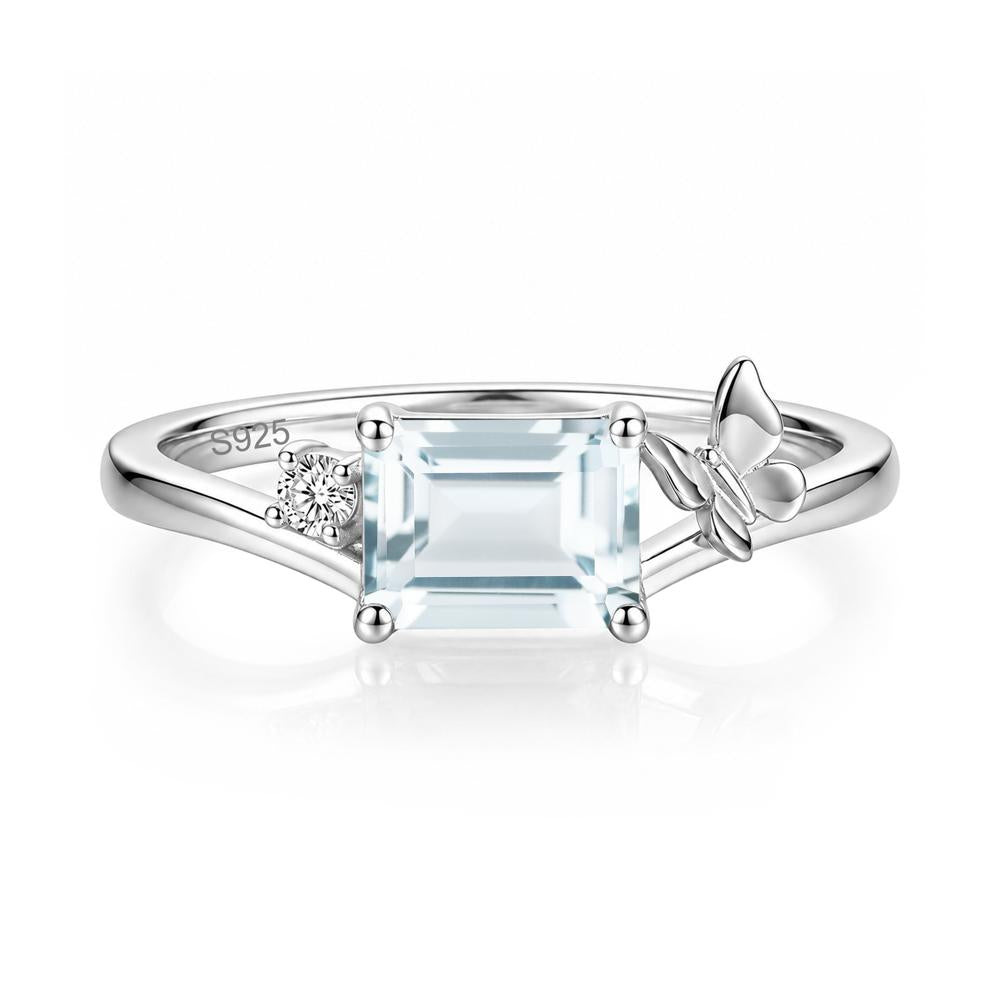 East West Emerald Cut Amethyst Butterfly Ring - LUO Jewelry #gemstone_Aquamarine