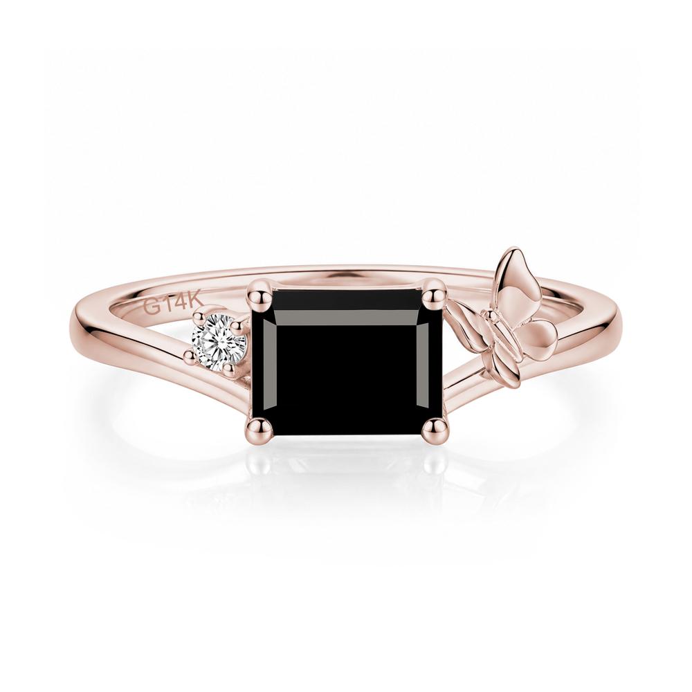 East West Emerald Cut Amethyst Butterfly Ring - LUO Jewelry #gemstone_Black Spinel
