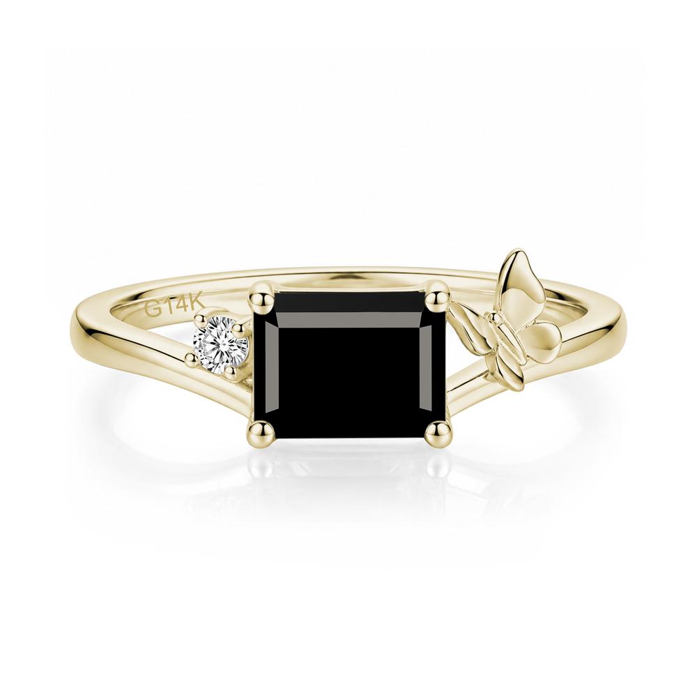 East West Emerald Cut Amethyst Butterfly Ring - LUO Jewelry #gemstone_Black Spinel