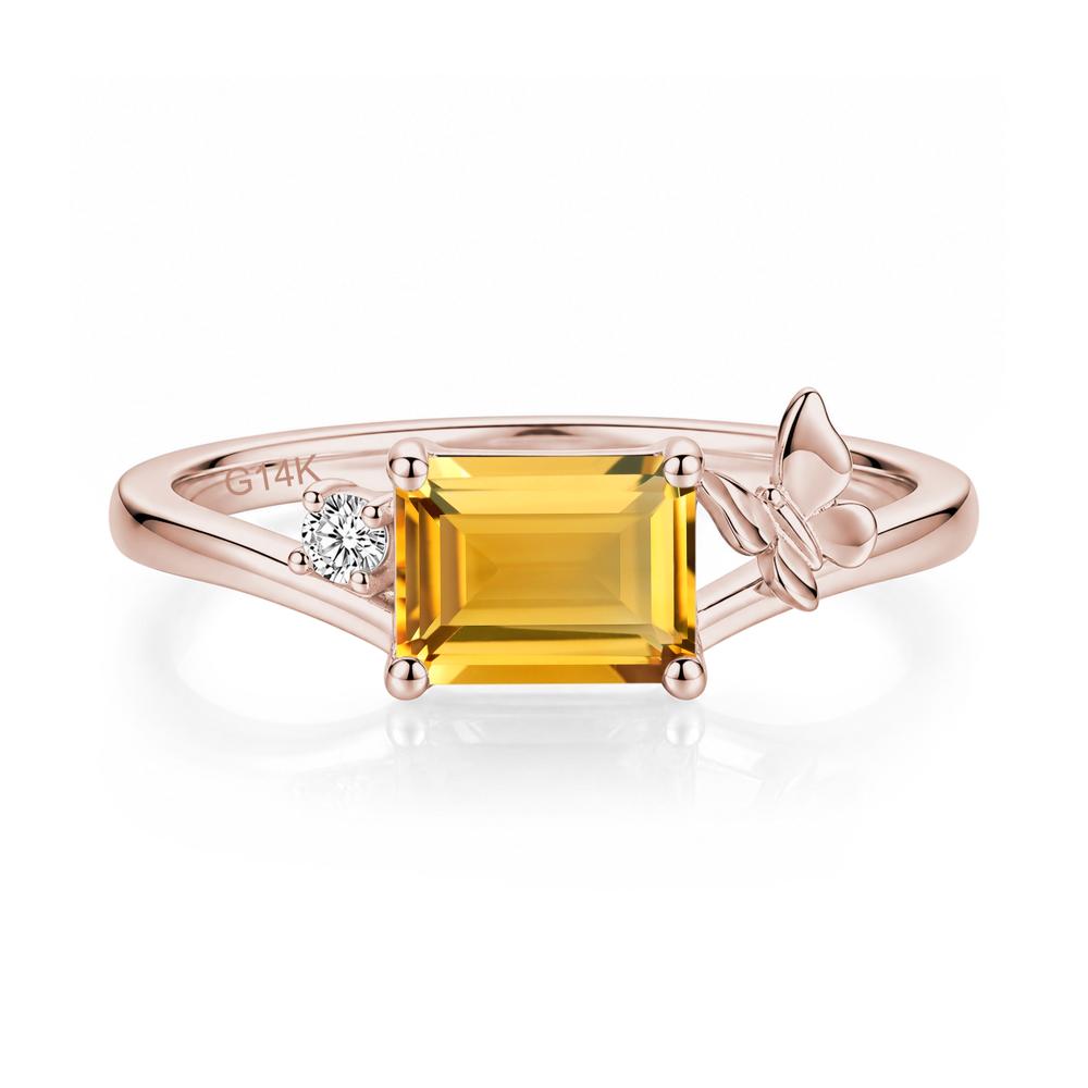East West Emerald Cut Amethyst Butterfly Ring - LUO Jewelry #gemstone_Citrine