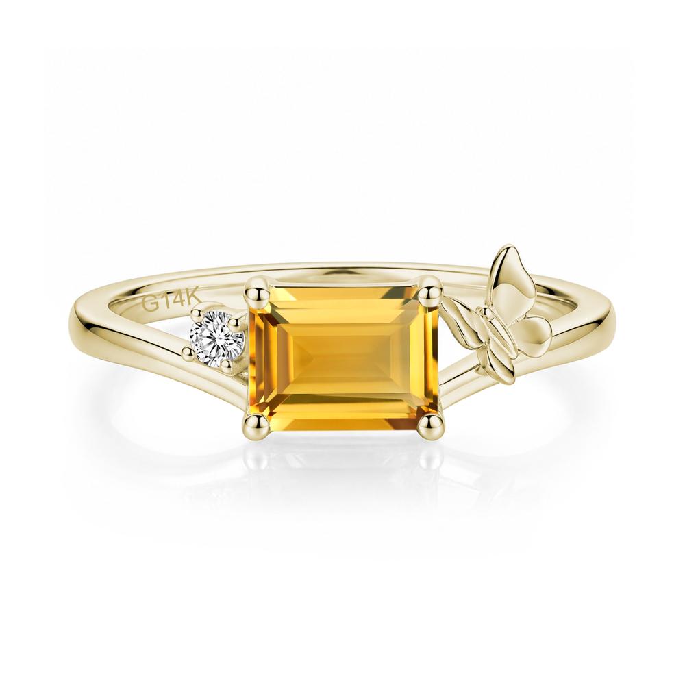 East West Emerald Cut Amethyst Butterfly Ring - LUO Jewelry #gemstone_Citrine