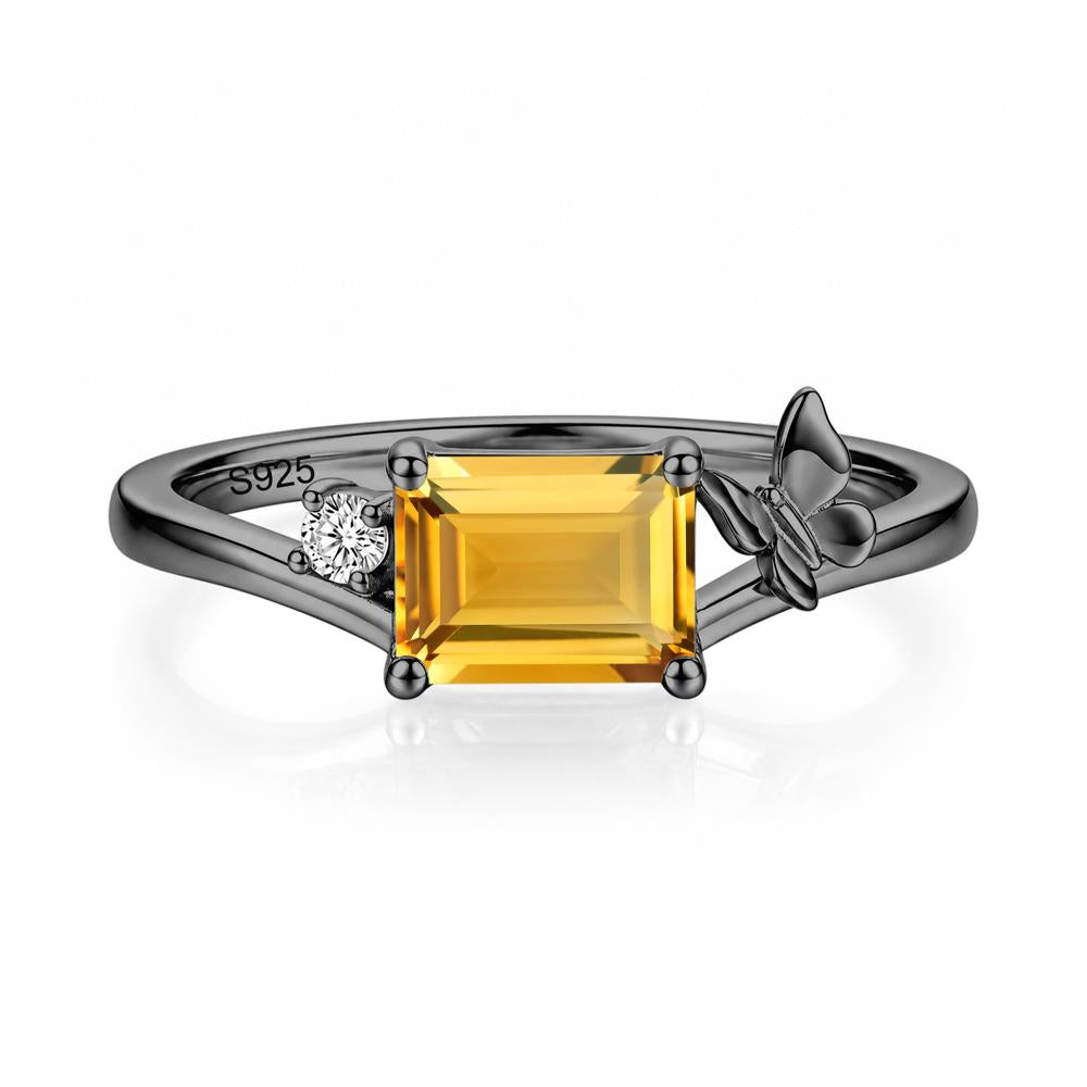 East West Emerald Cut Amethyst Butterfly Ring - LUO Jewelry #gemstone_Citrine