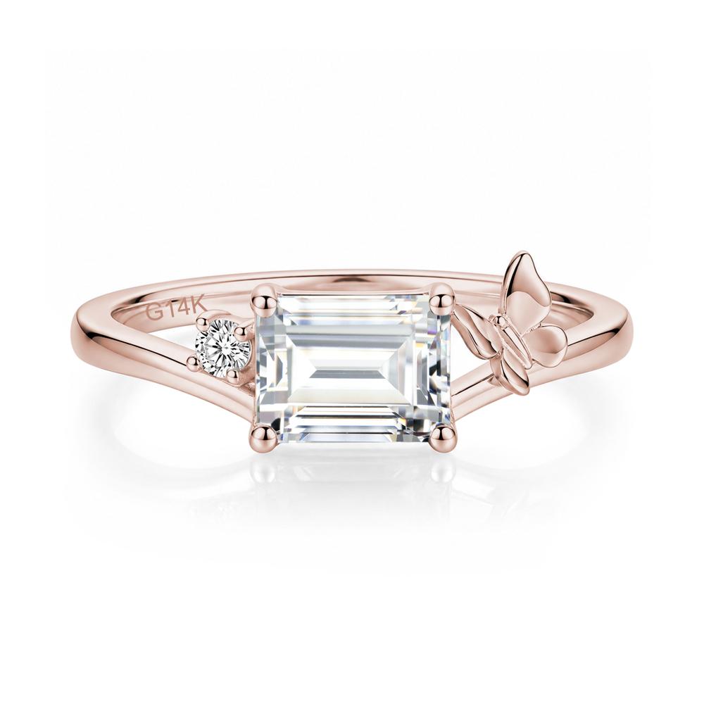 East West Emerald Cut Amethyst Butterfly Ring - LUO Jewelry #gemstone_Cubic Zirconia