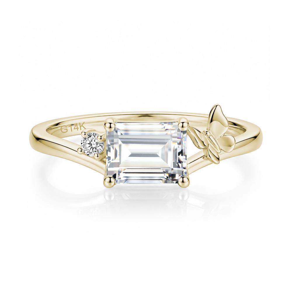 East West Emerald Cut Amethyst Butterfly Ring - LUO Jewelry #gemstone_Cubic Zirconia