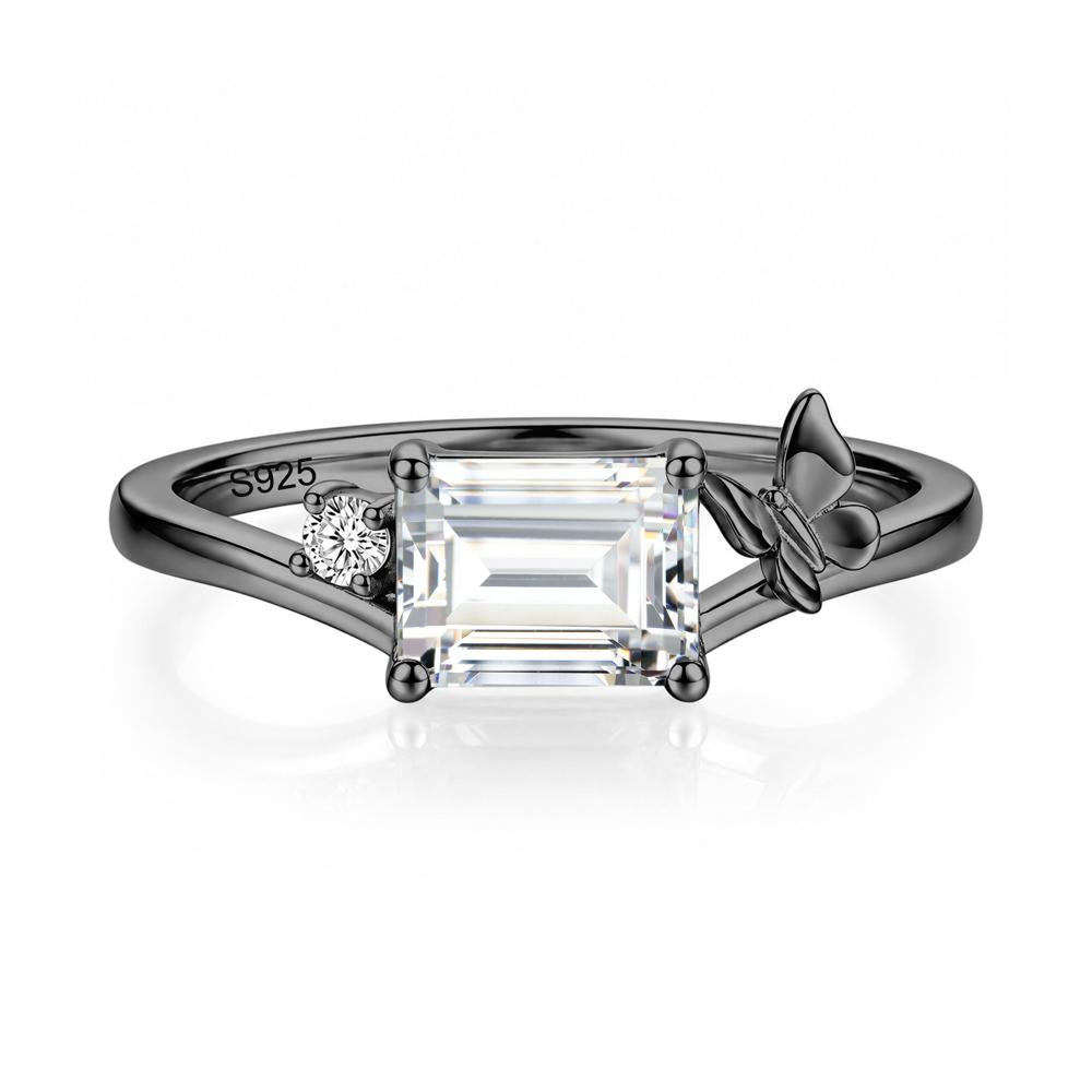 East West Emerald Cut Amethyst Butterfly Ring - LUO Jewelry #gemstone_Cubic Zirconia