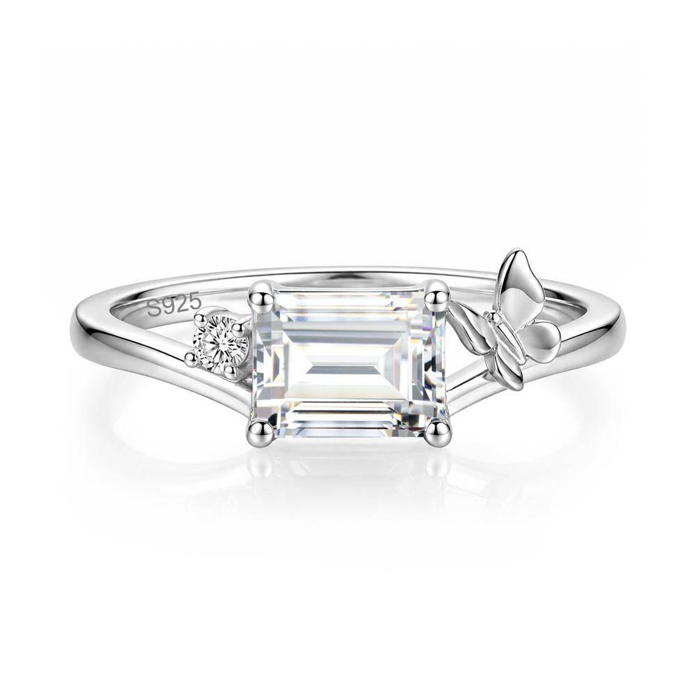 East West Emerald Cut Amethyst Butterfly Ring - LUO Jewelry #gemstone_Cubic Zirconia
