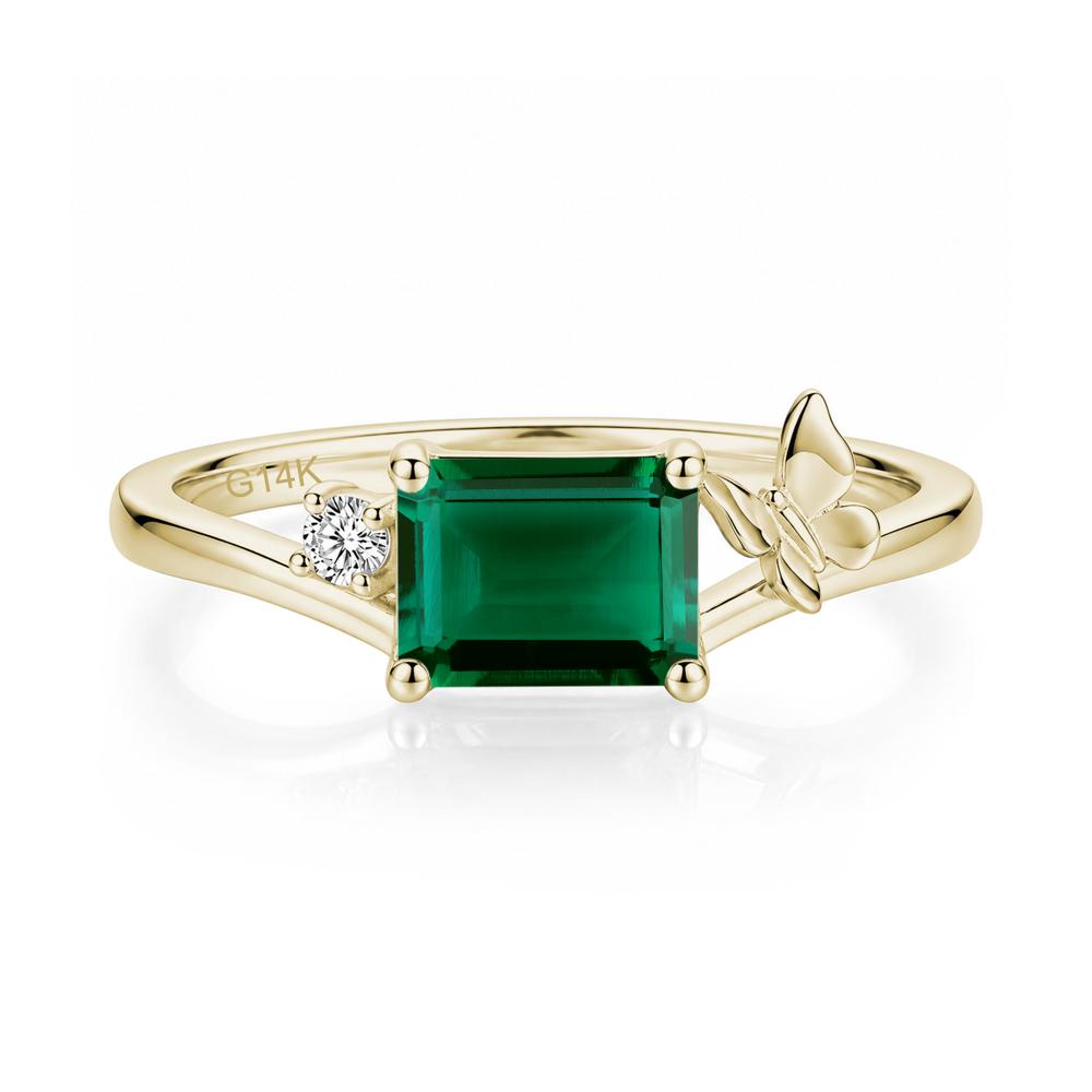 East West Emerald Cut Amethyst Butterfly Ring - LUO Jewelry #gemstone_Emerald
