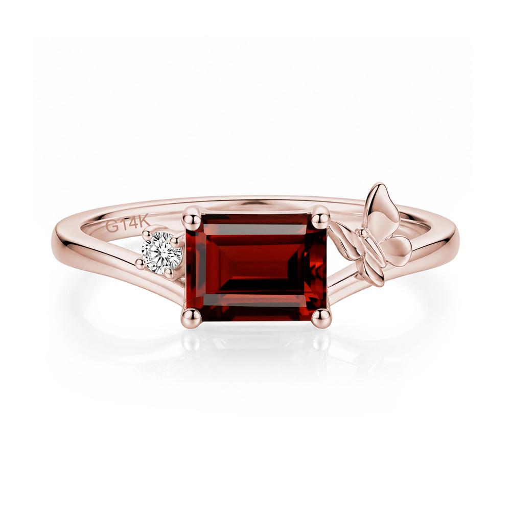 East West Emerald Cut Amethyst Butterfly Ring - LUO Jewelry #gemstone_Garnet