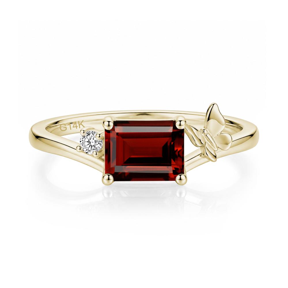 East West Emerald Cut Amethyst Butterfly Ring - LUO Jewelry #gemstone_Garnet