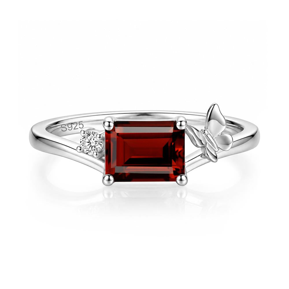 East West Emerald Cut Amethyst Butterfly Ring - LUO Jewelry #gemstone_Garnet