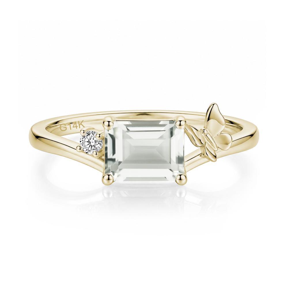 East West Emerald Cut Amethyst Butterfly Ring - LUO Jewelry #gemstone_Green Amethyst