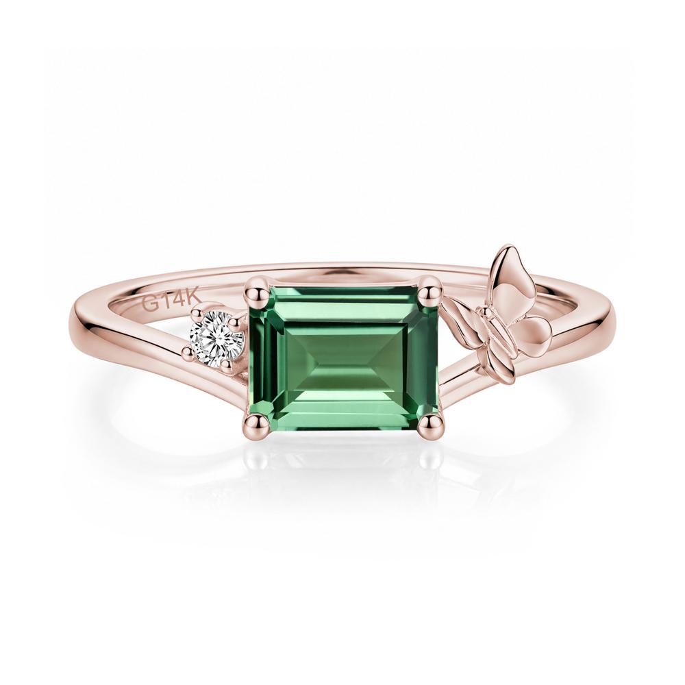 East West Emerald Cut Amethyst Butterfly Ring - LUO Jewelry #gemstone_Green Sapphire