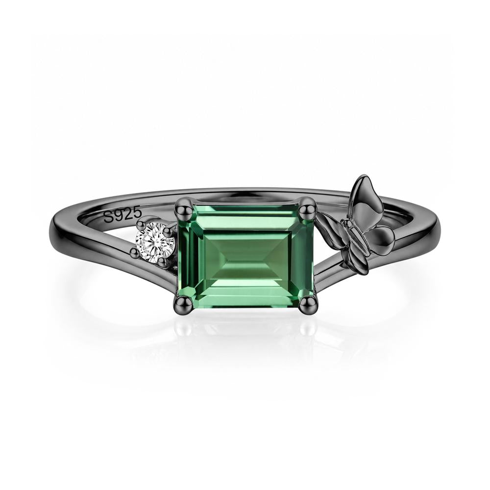 East West Emerald Cut Amethyst Butterfly Ring - LUO Jewelry #gemstone_Green Sapphire
