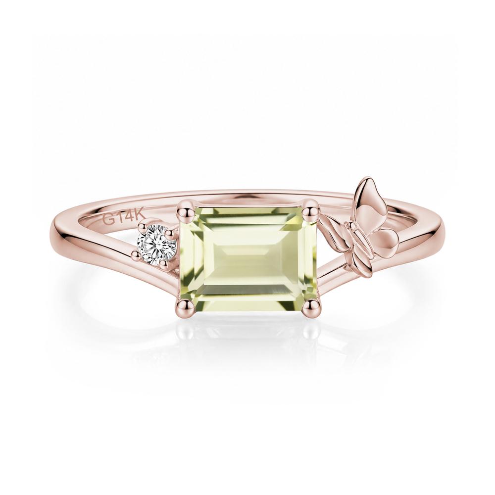 East West Emerald Cut Amethyst Butterfly Ring - LUO Jewelry #gemstone_Lemon Quartz