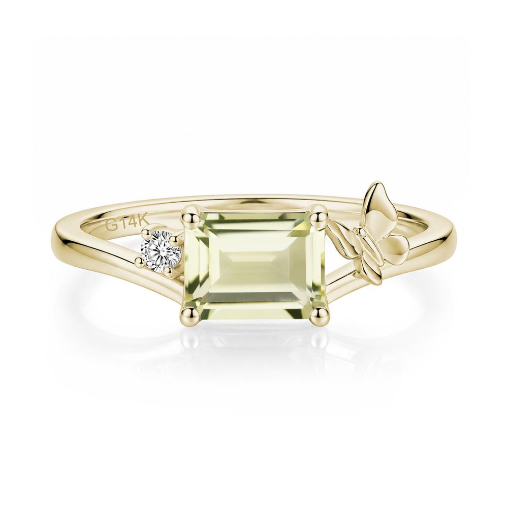 East West Emerald Cut Amethyst Butterfly Ring - LUO Jewelry #gemstone_Lemon Quartz