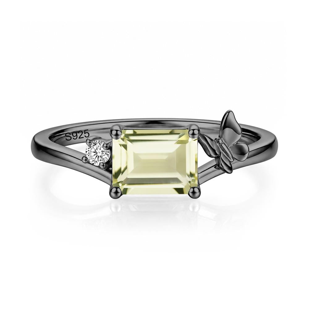 East West Emerald Cut Amethyst Butterfly Ring - LUO Jewelry #gemstone_Lemon Quartz