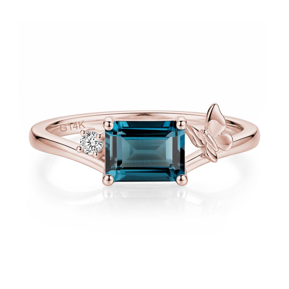 East West Emerald Cut Amethyst Butterfly Ring - LUO Jewelry #gemstone_London Blue Topaz