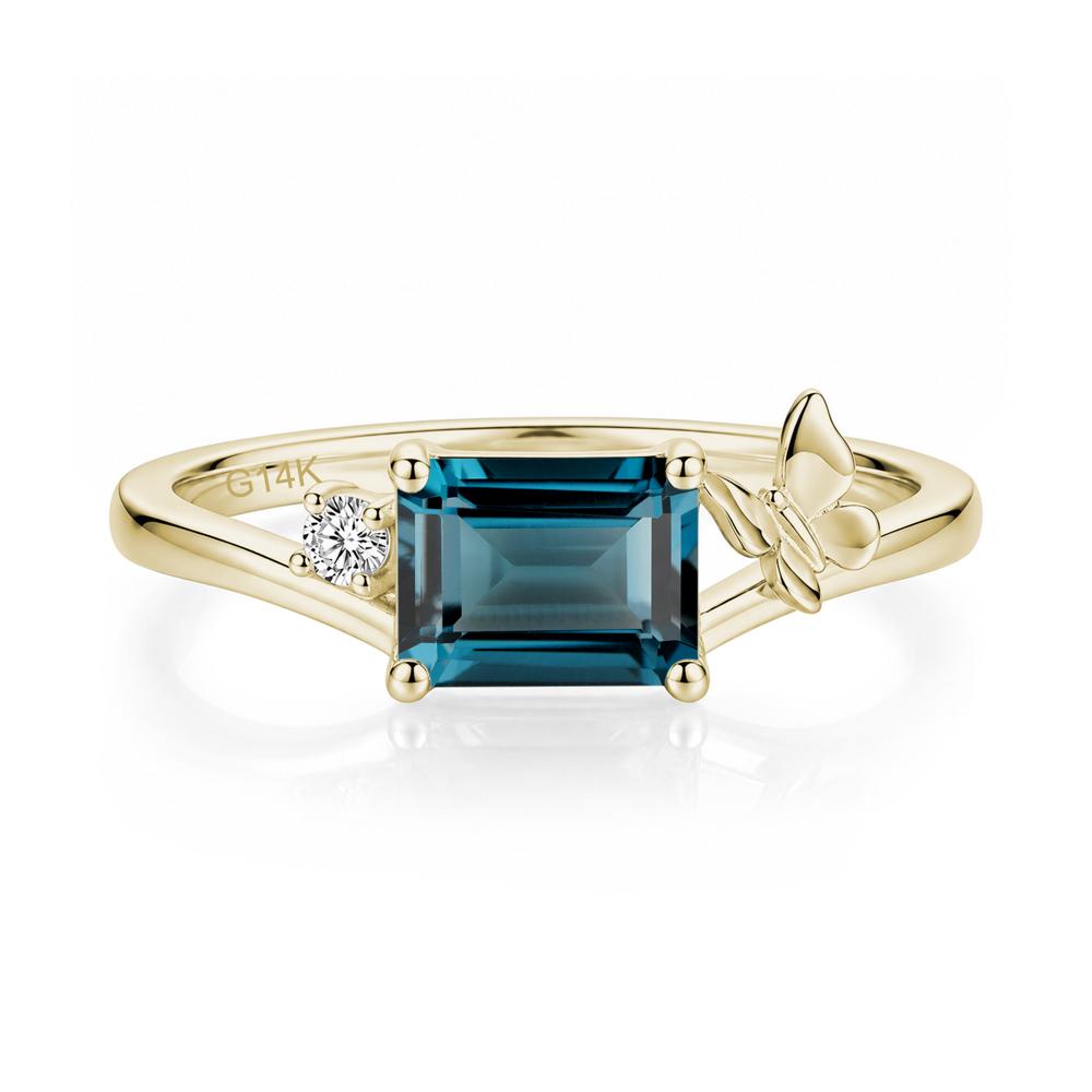 East West Emerald Cut Amethyst Butterfly Ring - LUO Jewelry #gemstone_London Blue Topaz