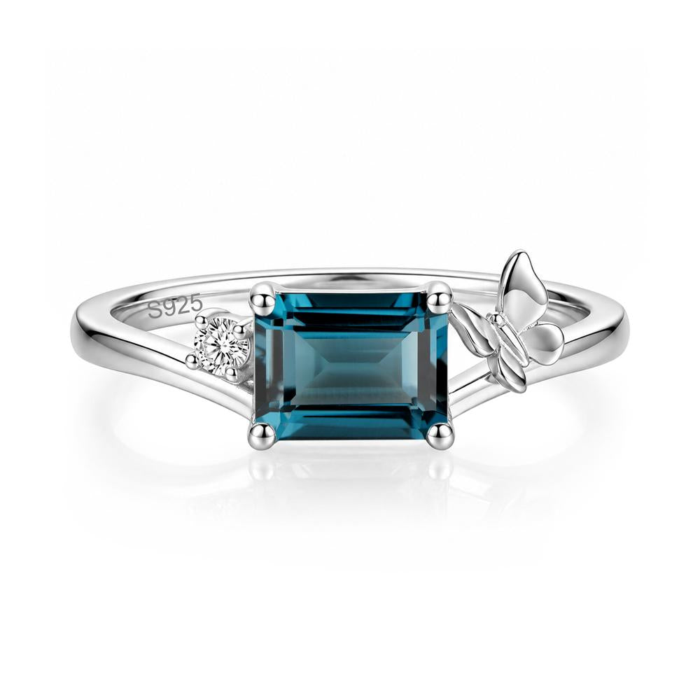 East West Emerald Cut Amethyst Butterfly Ring - LUO Jewelry #gemstone_London Blue Topaz