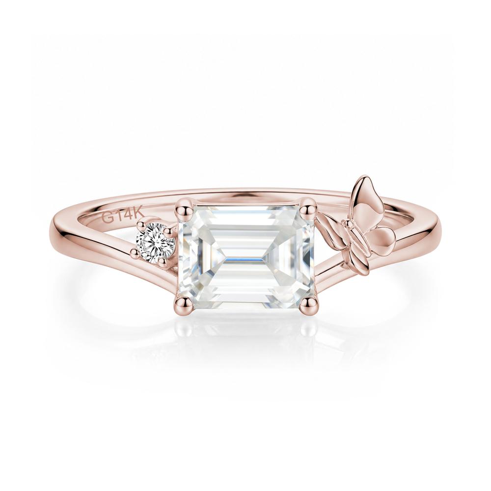 East West Emerald Cut Amethyst Butterfly Ring - LUO Jewelry #gemstone_Moissanite
