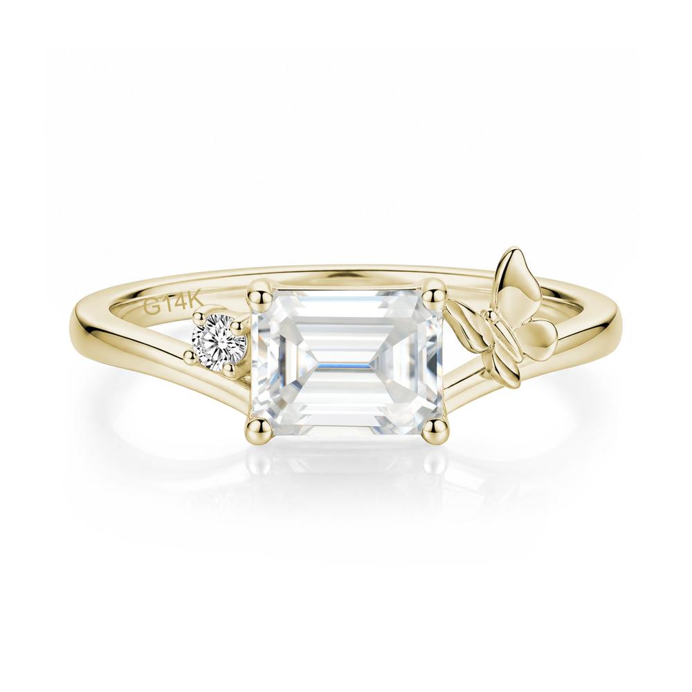 East West Emerald Cut Amethyst Butterfly Ring - LUO Jewelry #gemstone_Moissanite