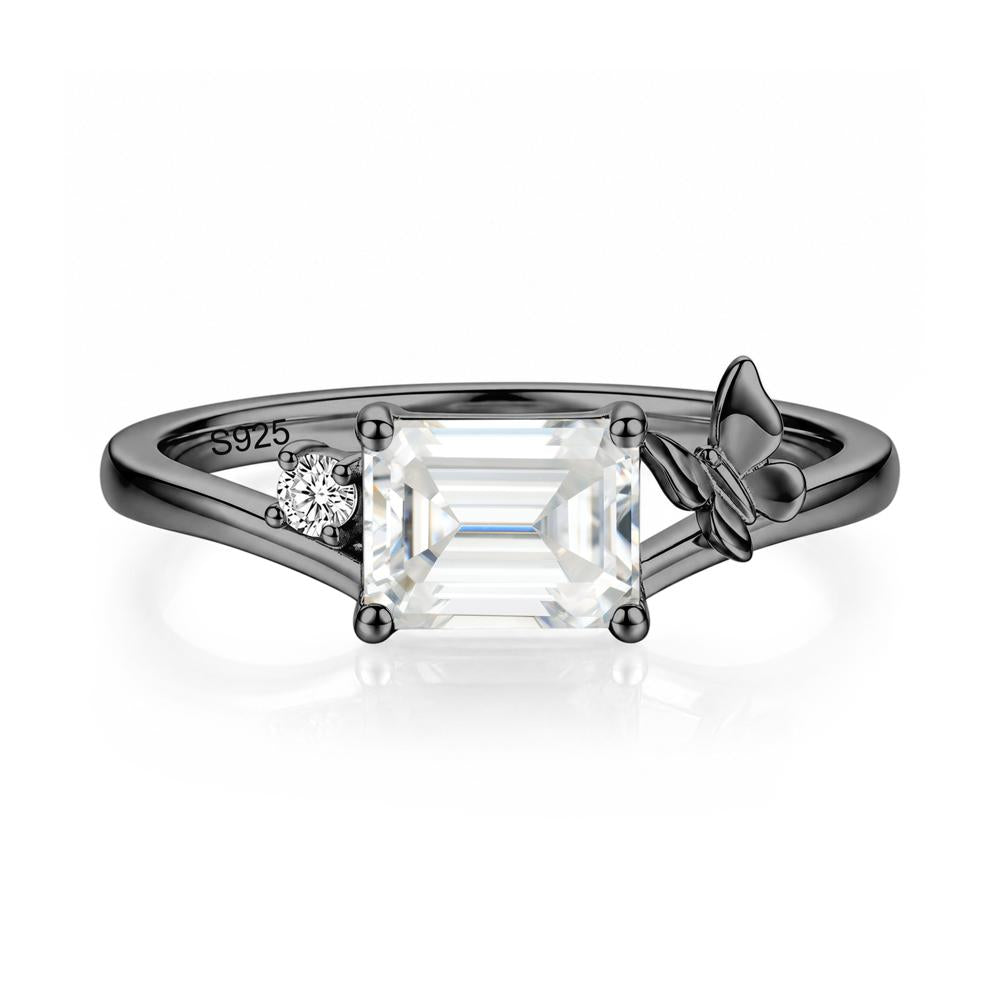 East West Emerald Cut Amethyst Butterfly Ring - LUO Jewelry #gemstone_Moissanite