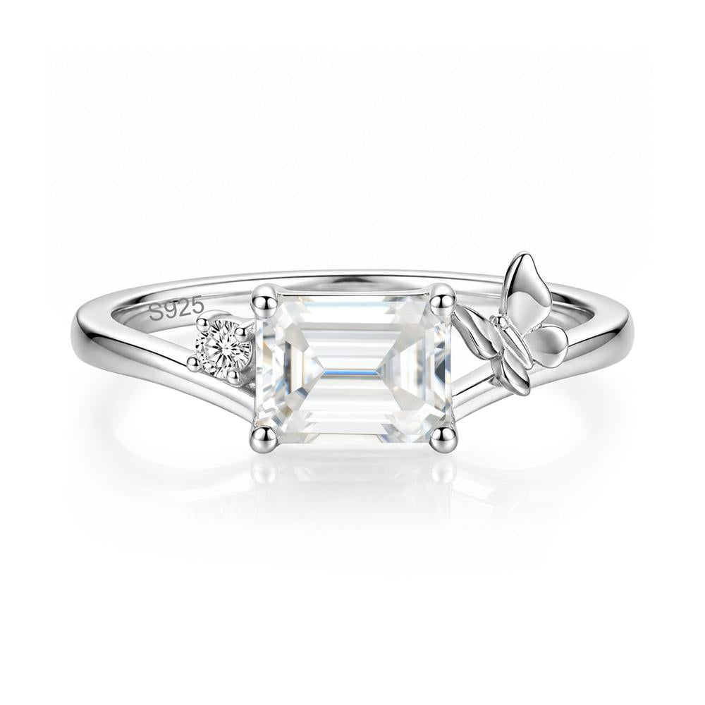 East West Emerald Cut Amethyst Butterfly Ring - LUO Jewelry #gemstone_Moissanite