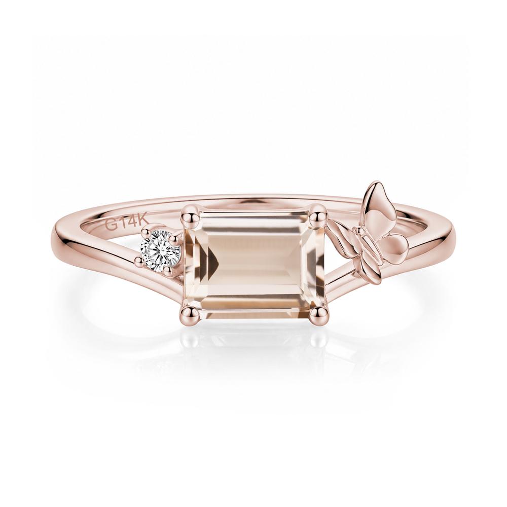 East West Emerald Cut Amethyst Butterfly Ring - LUO Jewelry #gemstone_Morganite