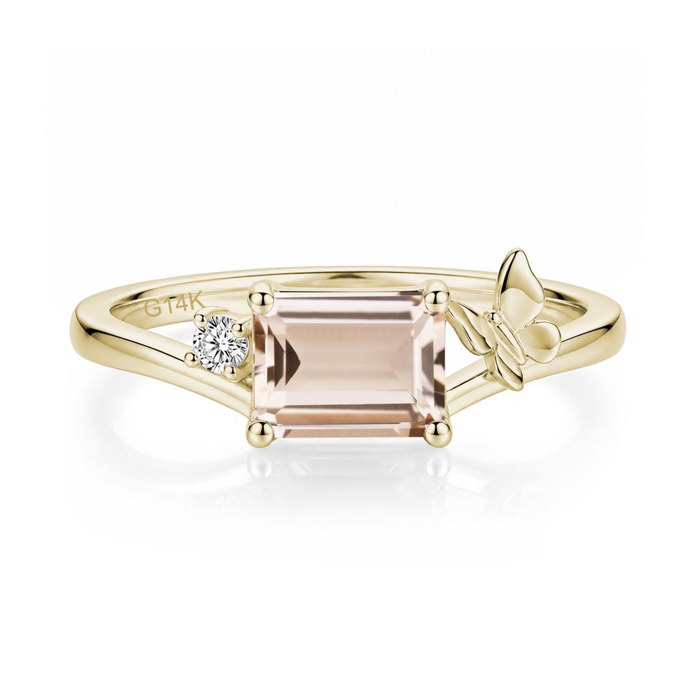 East West Emerald Cut Amethyst Butterfly Ring - LUO Jewelry #gemstone_Morganite
