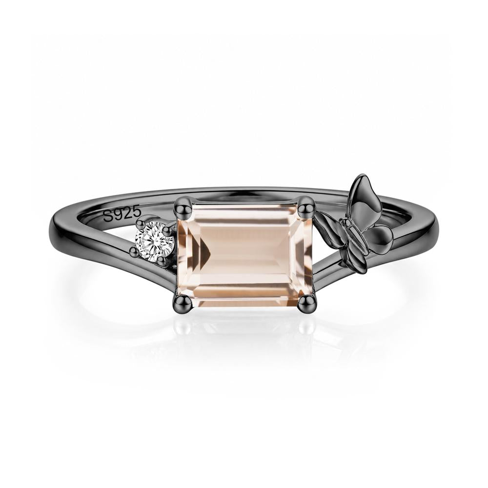 East West Emerald Cut Amethyst Butterfly Ring - LUO Jewelry #gemstone_Morganite