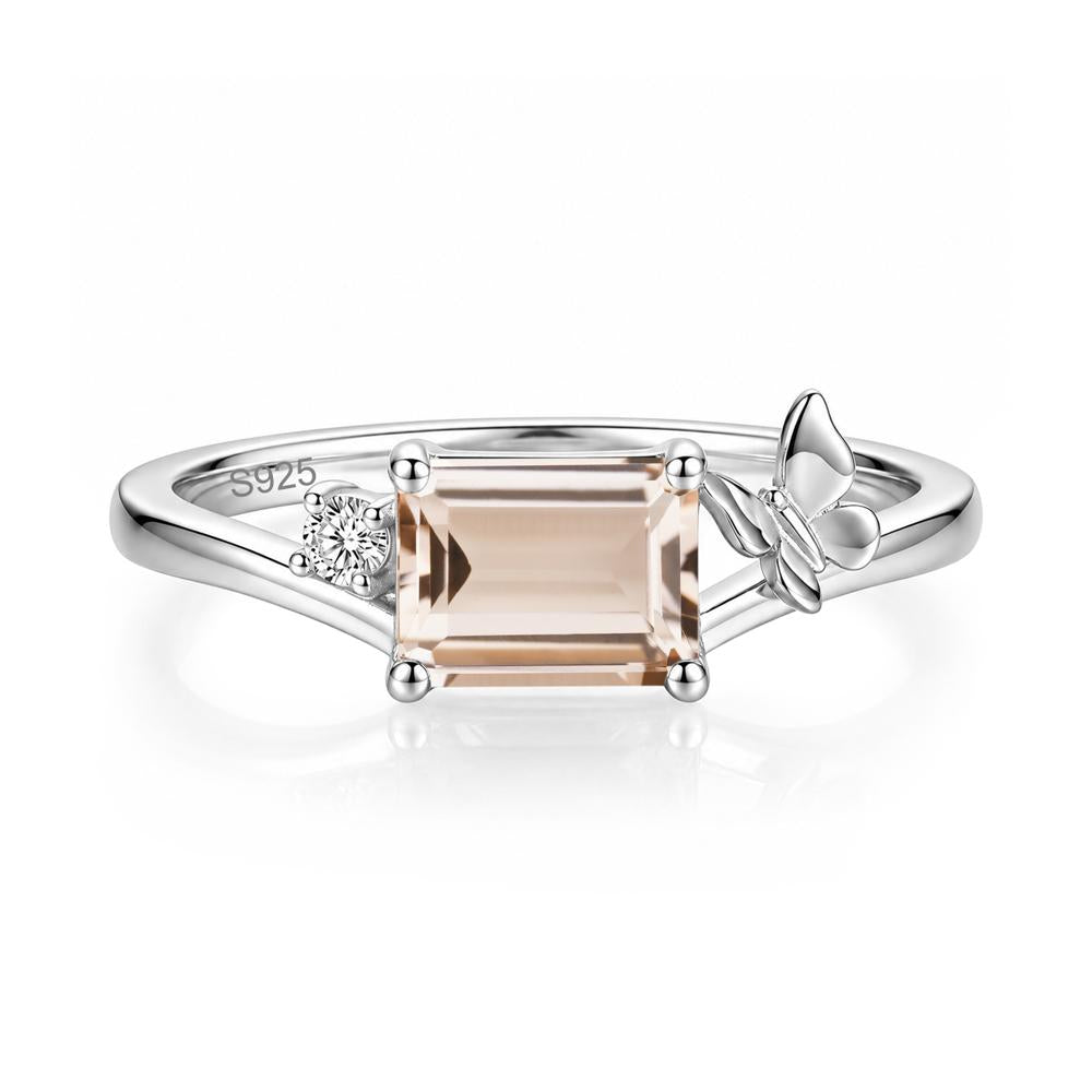 East West Emerald Cut Amethyst Butterfly Ring - LUO Jewelry #gemstone_Morganite
