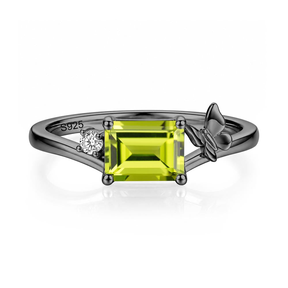 East West Emerald Cut Amethyst Butterfly Ring - LUO Jewelry #gemstone_Peridot