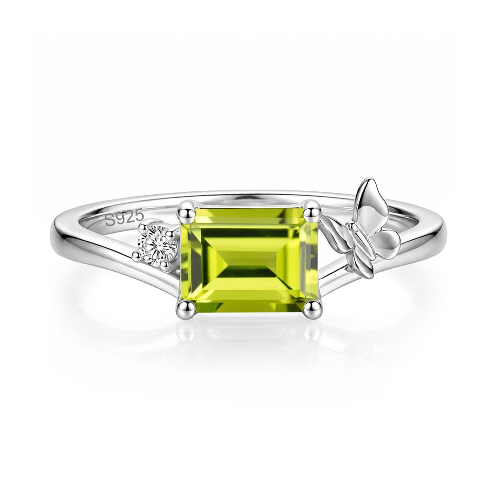 East West Emerald Cut Amethyst Butterfly Ring - LUO Jewelry #gemstone_Peridot