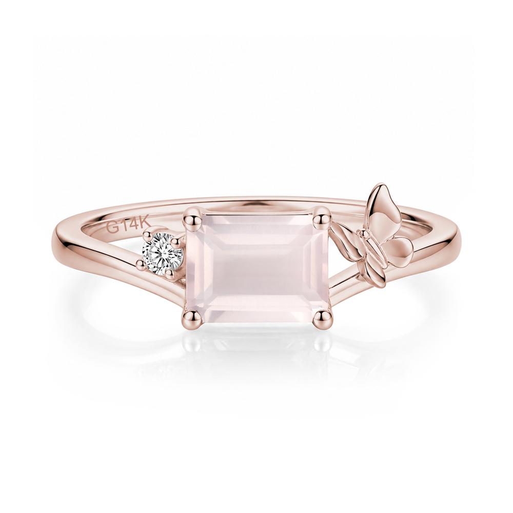 East West Emerald Cut Amethyst Butterfly Ring - LUO Jewelry #gemstone_Rose Quartz