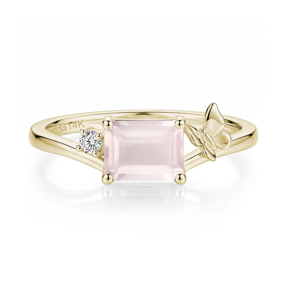 East West Emerald Cut Amethyst Butterfly Ring - LUO Jewelry #gemstone_Rose Quartz