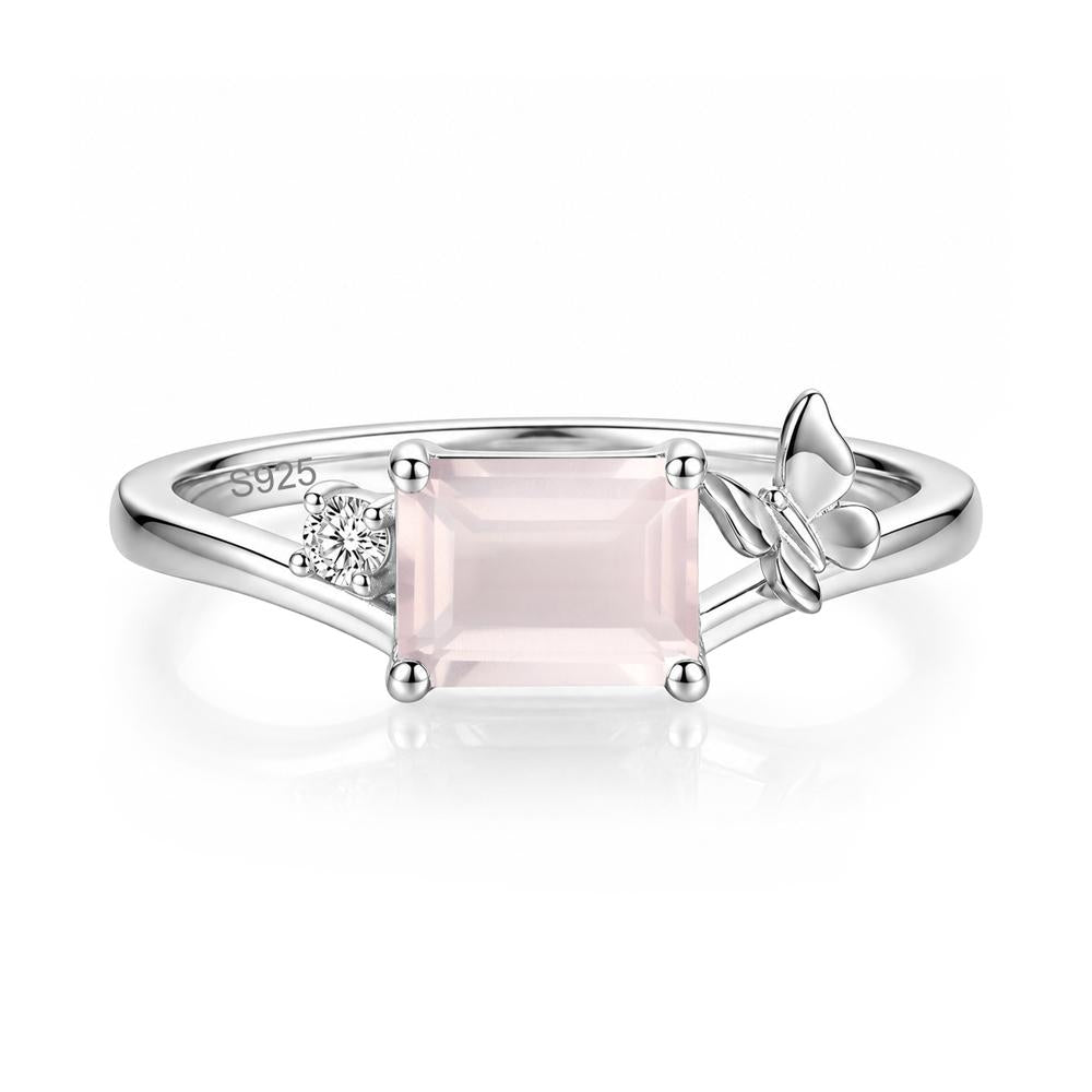East West Emerald Cut Amethyst Butterfly Ring - LUO Jewelry #gemstone_Rose Quartz