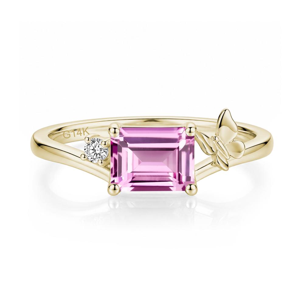 East West Emerald Cut Amethyst Butterfly Ring - LUO Jewelry #gemstone_Pink Sapphire
