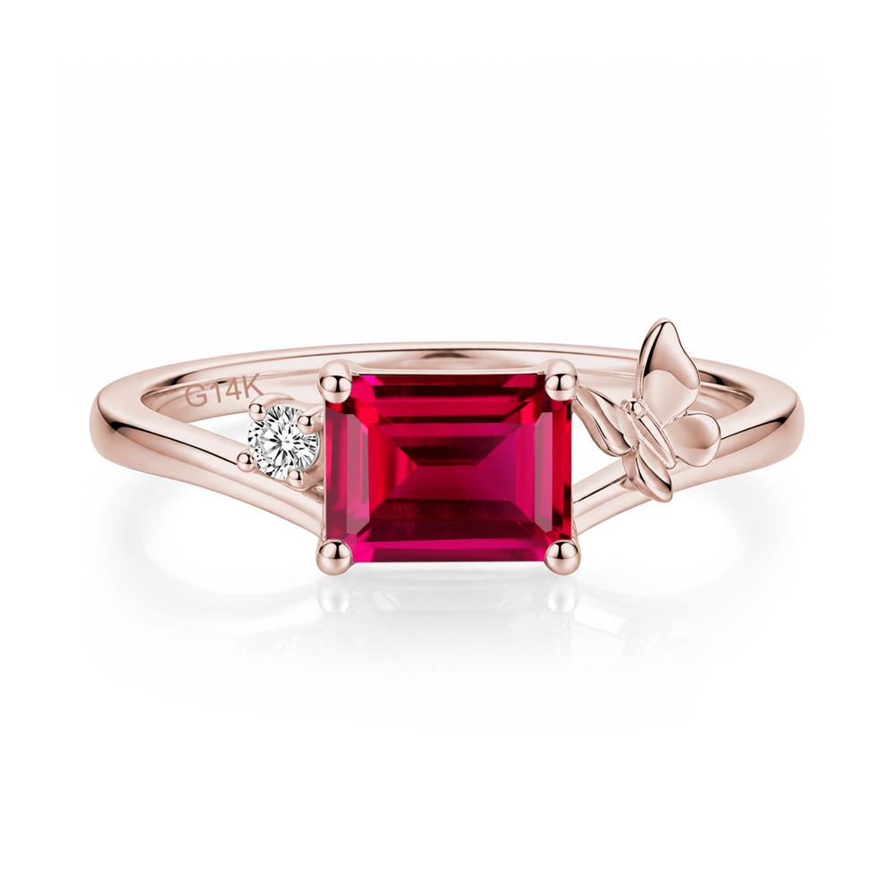 East West Emerald Cut Amethyst Butterfly Ring - LUO Jewelry #gemstone_Ruby