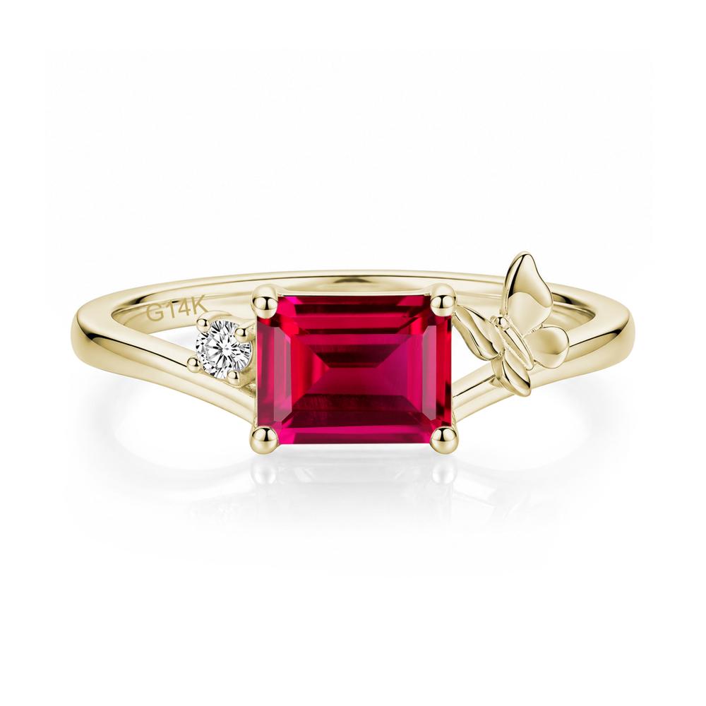 East West Emerald Cut Amethyst Butterfly Ring - LUO Jewelry #gemstone_Ruby