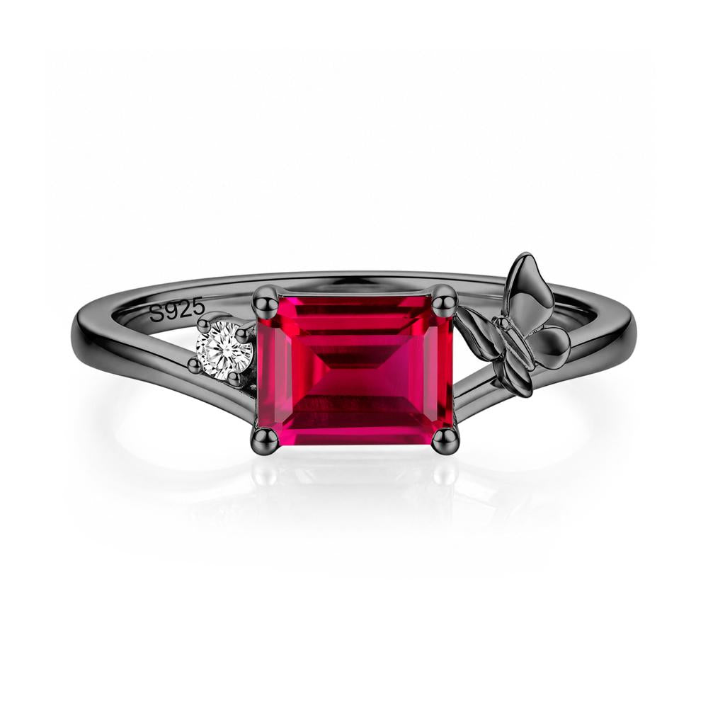 East West Emerald Cut Amethyst Butterfly Ring - LUO Jewelry #gemstone_Ruby