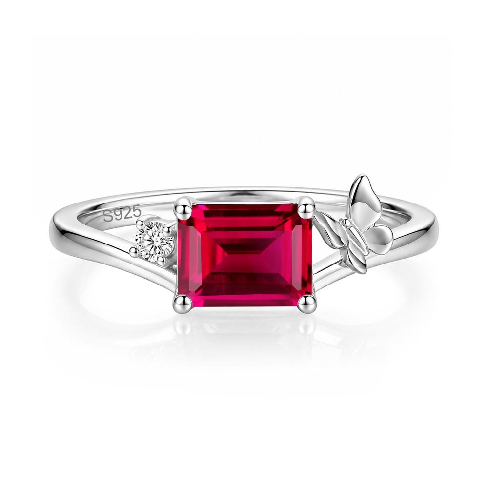 East West Emerald Cut Amethyst Butterfly Ring - LUO Jewelry #gemstone_Ruby