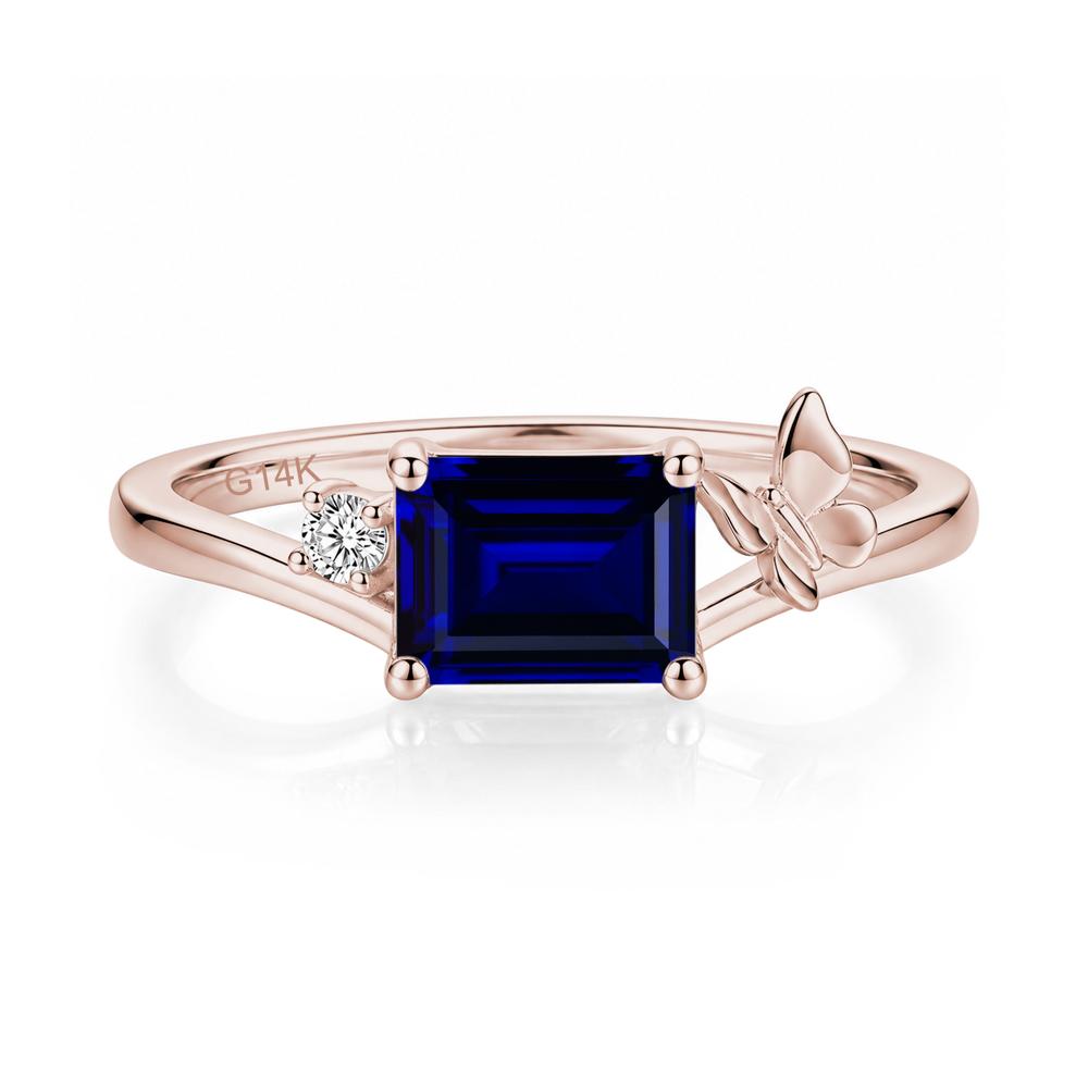 East West Emerald Cut Amethyst Butterfly Ring - LUO Jewelry #gemstone_Sapphire
