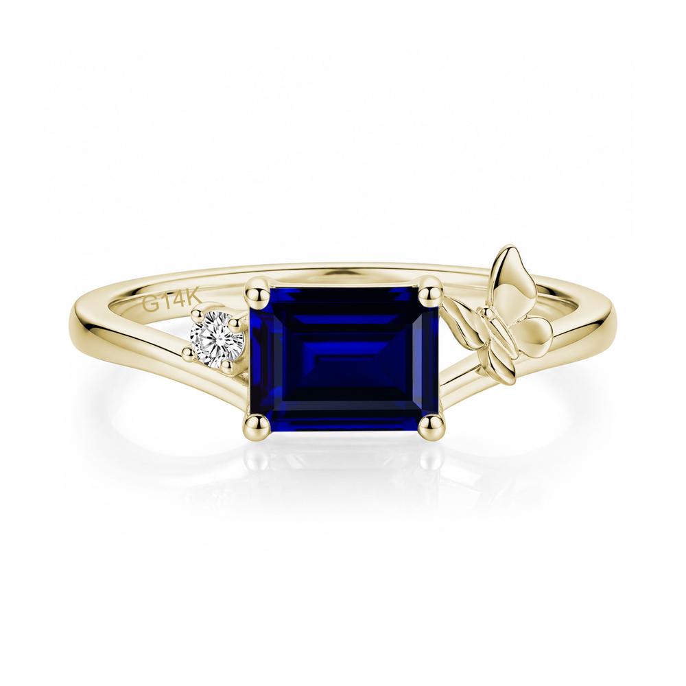 East West Emerald Cut Amethyst Butterfly Ring - LUO Jewelry #gemstone_Sapphire