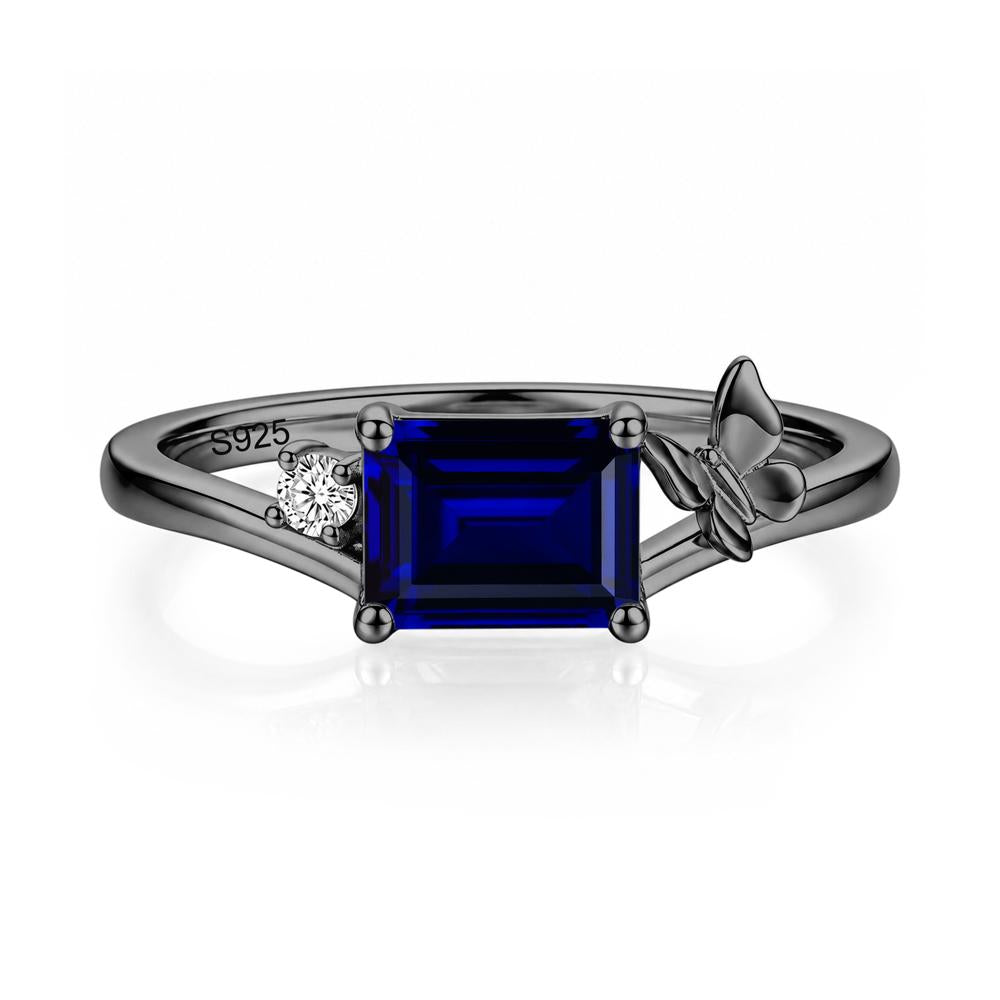 East West Emerald Cut Amethyst Butterfly Ring - LUO Jewelry #gemstone_Sapphire